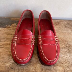 RALPH LAUREN Vtg 80’s Red Leather Loafers 8.5B Mint RARE Handmade In Maine USA!